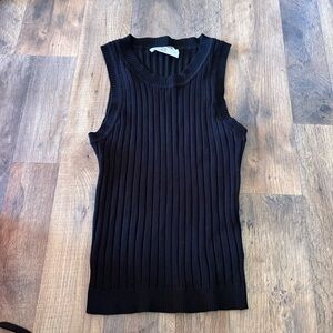 Double Zero Black Ribbed Knit Top